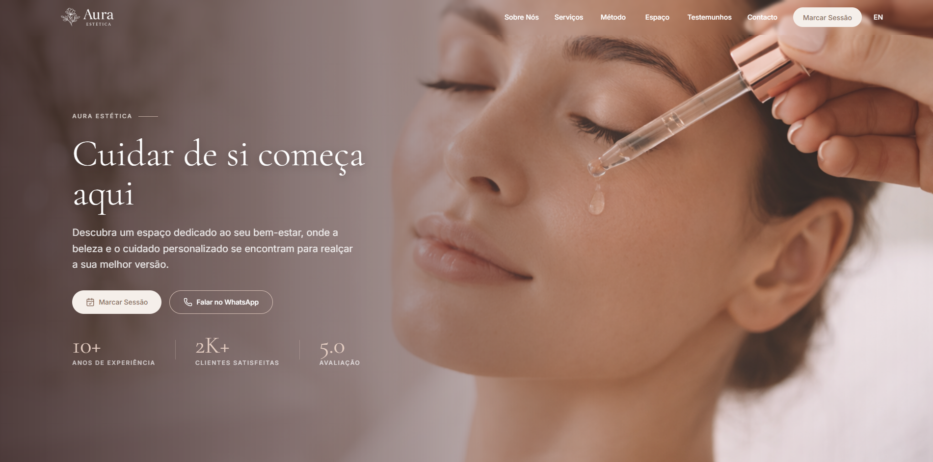 Website desenvolvido para Aura Estética